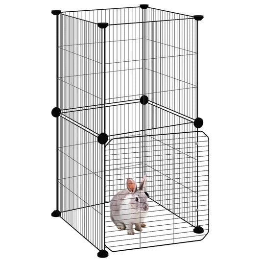 Vidaxl huisdierenkooi met deur 8 panelen 35x35 cm staal zwart
