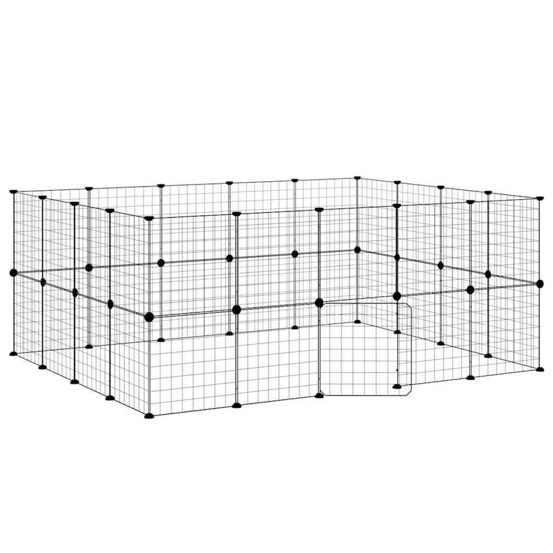 Afbeelding laden in galerijviewer, Vidaxl huisdierenkooi met deur 36 panelen 35x35 cm staal zwart
