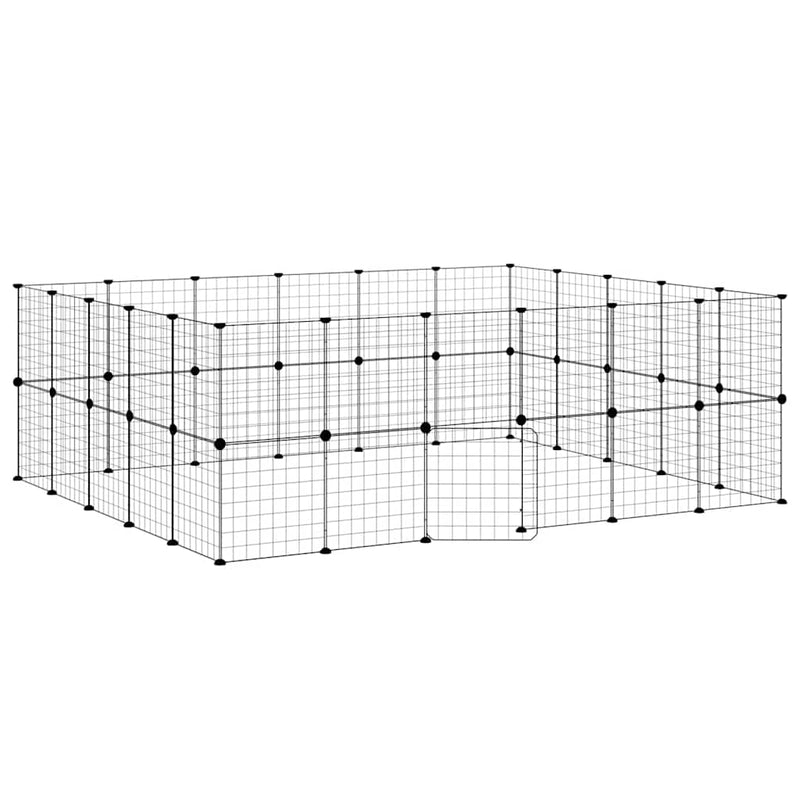Afbeelding laden in galerijviewer, Vidaxl huisdierenkooi met deur 44 panelen 35x35 cm staal zwart
