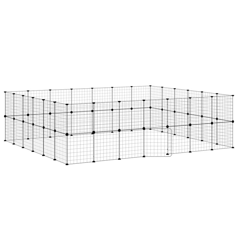 Afbeelding laden in galerijviewer, Vidaxl huisdierenkooi met deur 52 panelen 35x35 cm staal zwart
