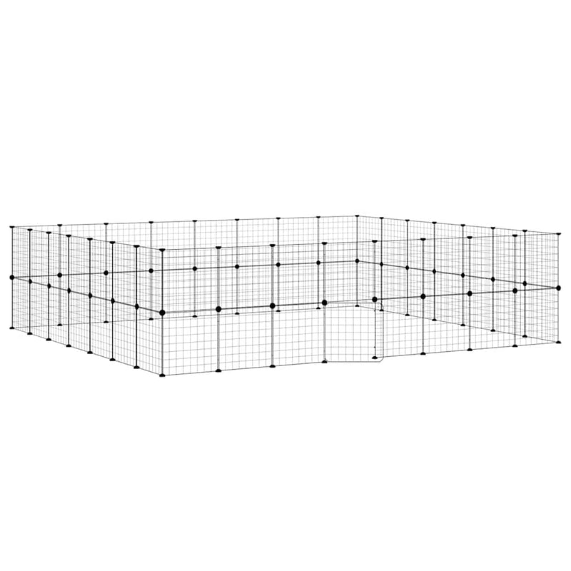 Afbeelding laden in galerijviewer, Vidaxl huisdierenkooi met deur 60 panelen 35x35 cm staal zwart
