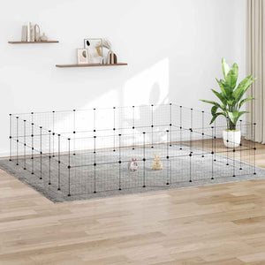 Vidaxl huisdierenkooi met deur 60 panelen 35x35 cm staal zwart