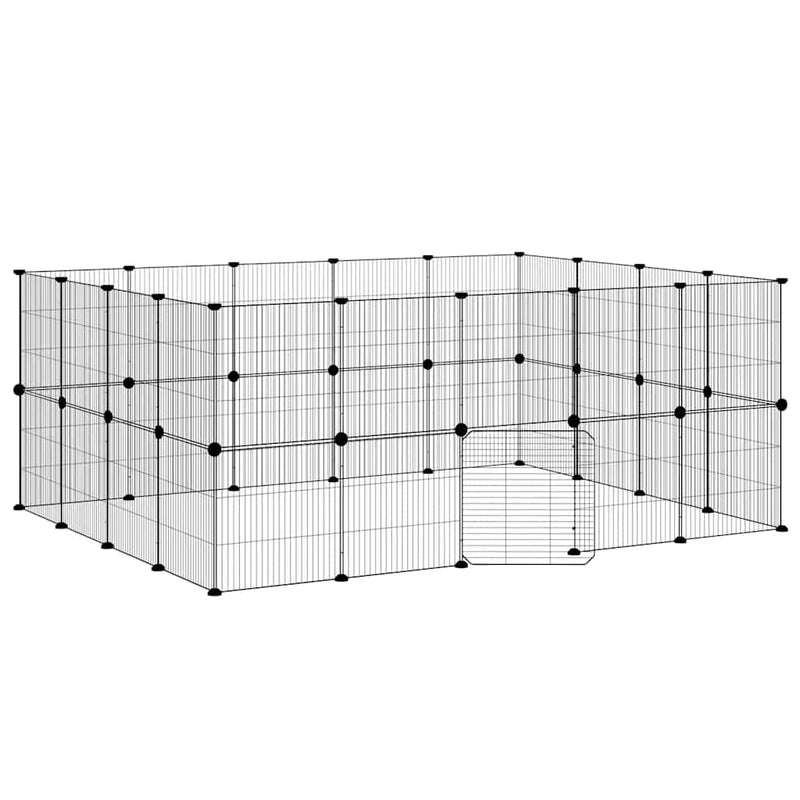 Afbeelding laden in galerijviewer, Vidaxl huisdierenkooi met deur 36 panelen 35x35 cm staal zwart
