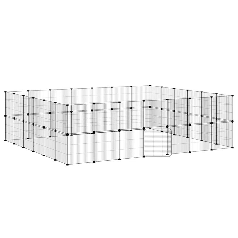 Afbeelding laden in galerijviewer, Vidaxl huisdierenkooi met deur 52 panelen 35x35 cm staal zwart
