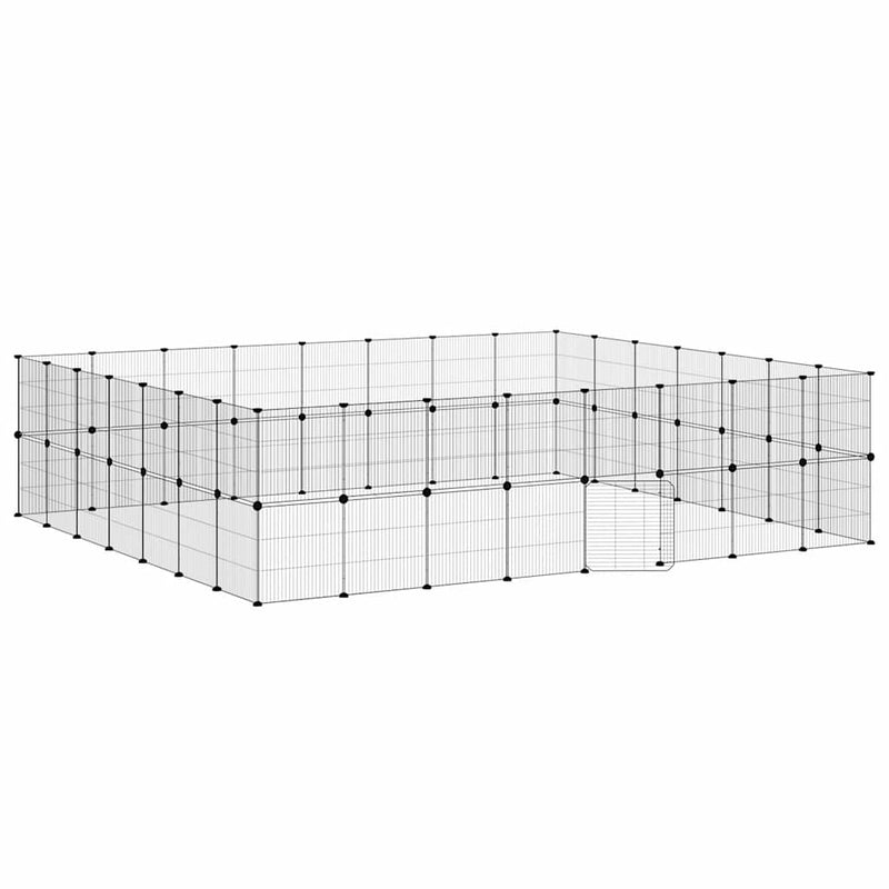 Afbeelding laden in galerijviewer, Vidaxl huisdierenkooi met deur 60 panelen 35x35 cm staal zwart

