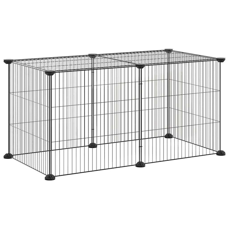 Afbeelding laden in galerijviewer, Vidaxl huisdierenkooi met 8 panelen 35x35 cm staal zwart
