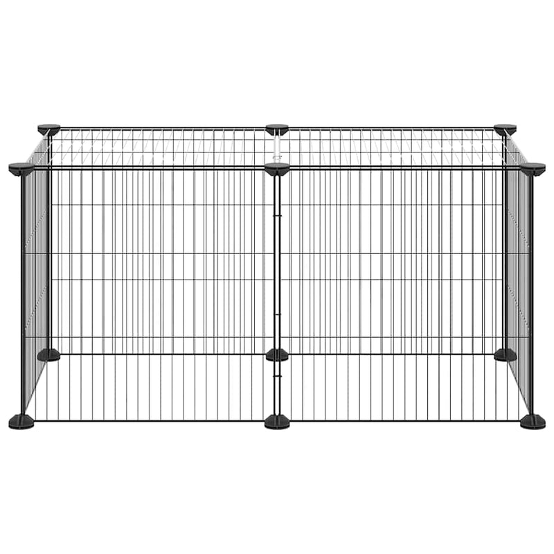Afbeelding laden in galerijviewer, Vidaxl huisdierenkooi met 8 panelen 35x35 cm staal zwart
