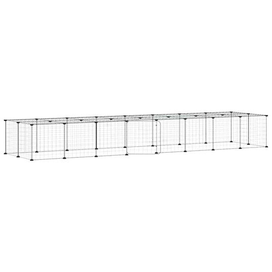 Vidaxl huisdierenkooi met deur 36 panelen 35x35 cm staal zwart
