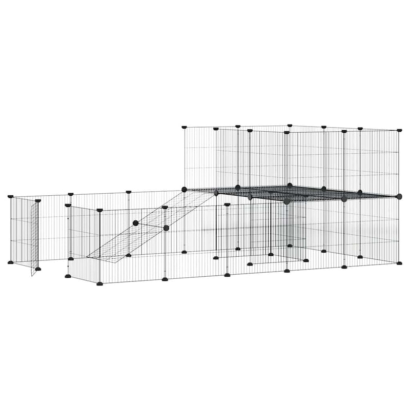 Afbeelding laden in galerijviewer, Vidaxl huisdierenkooi met deur 36 panelen 35x35 cm staal zwart
