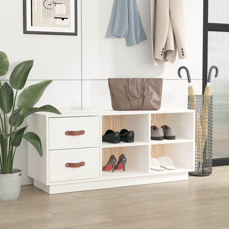 Afbeelding laden in galerijviewer, Vidaxl schoenenbank 100x34x45 cm massief grenenhout wit

