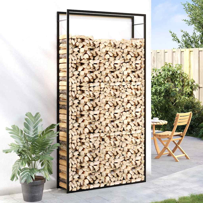 Afbeelding laden in galerijviewer, Vidaxl haardhoutrek 110x28x214 cm staal matzwart
