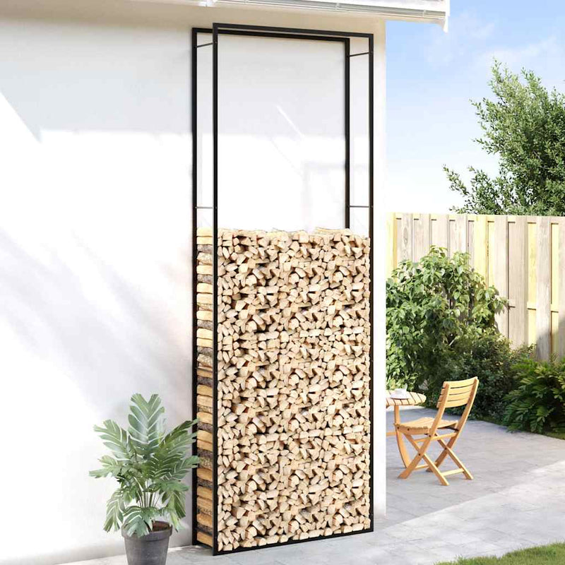 Afbeelding laden in galerijviewer, Vidaxl haardhoutrek 110x28x312 cm staal matzwart
