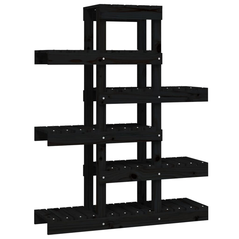 Afbeelding laden in galerijviewer, Vidaxl plantenstandaard 85x25x109,5 cm massief grenenhout zwart

