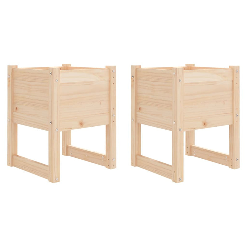 Afbeelding laden in galerijviewer, Vidaxl plantenbakken 2 st 40x40x52,5 cm massief grenenhout
