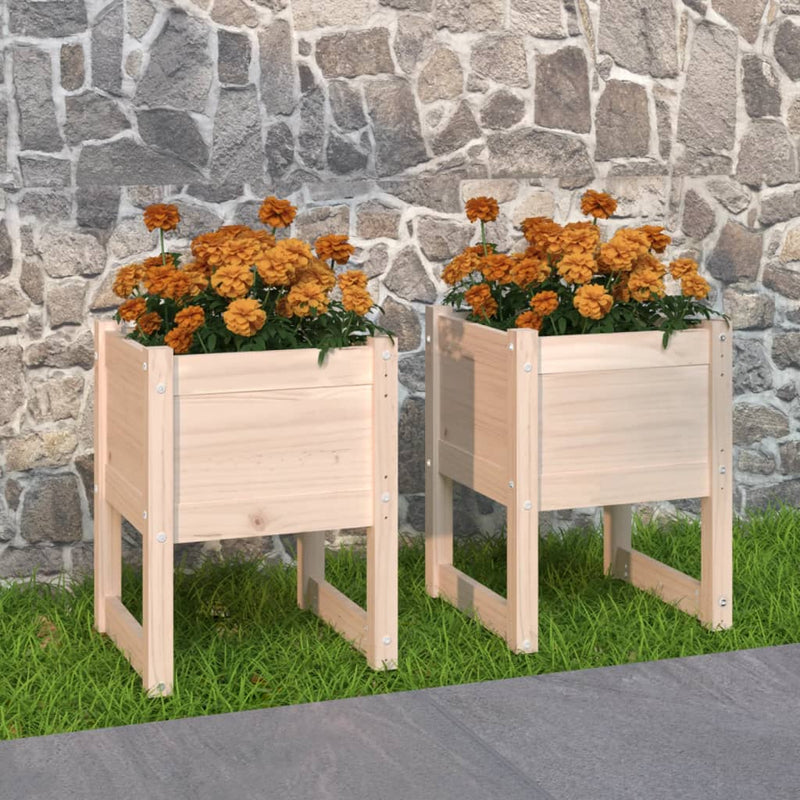 Afbeelding laden in galerijviewer, Vidaxl plantenbakken 2 st 40x40x52,5 cm massief grenenhout
