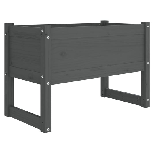 Vidaxl plantenbak 78x40x52 cm massief grenenhout grijs