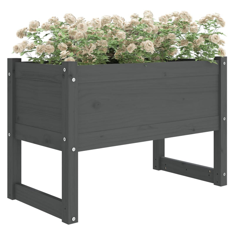 Afbeelding laden in galerijviewer, Vidaxl plantenbak 78x40x52 cm massief grenenhout grijs
