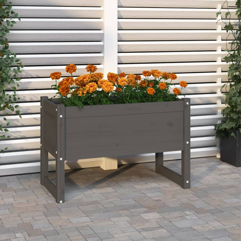 Afbeelding laden in galerijviewer, Vidaxl plantenbak 78x40x52 cm massief grenenhout grijs
