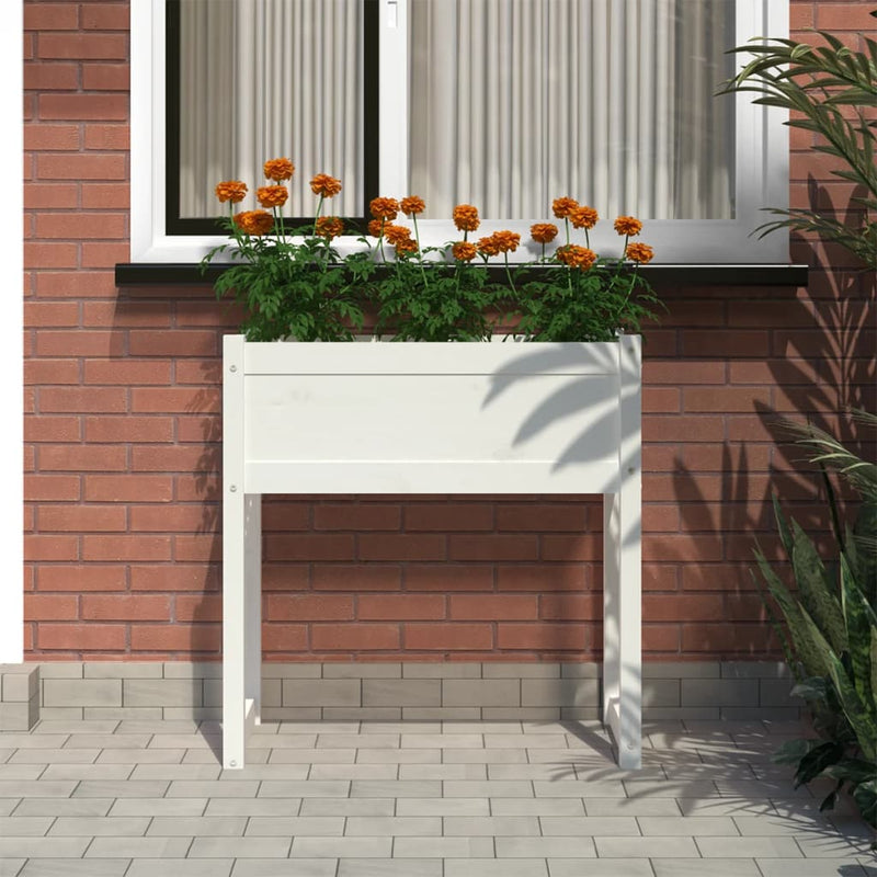 Afbeelding laden in galerijviewer, Vidaxl plantenbak 78x40x81 cm massief grenenhout wit
