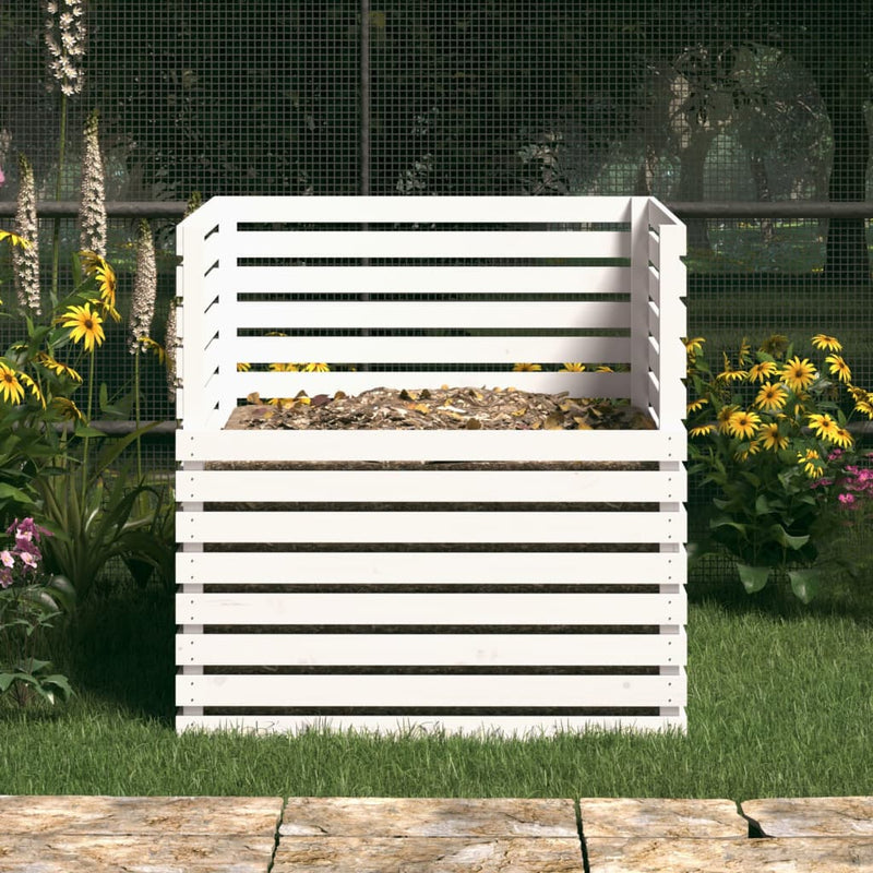 Afbeelding laden in galerijviewer, Vidaxl compostbak 100x100x102 cm massief grenenhout wit
