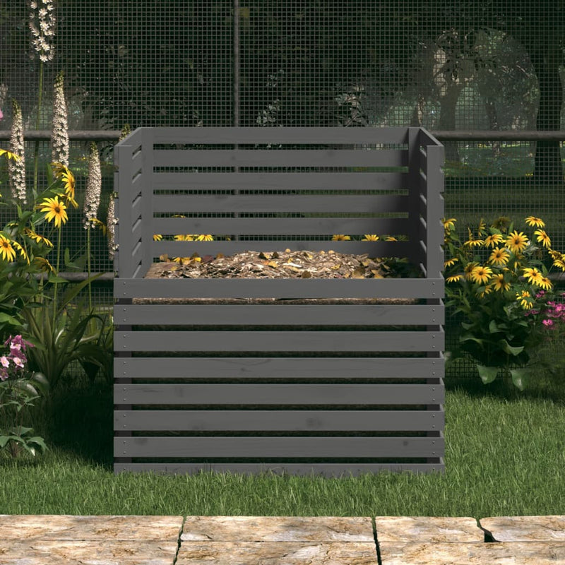 Afbeelding laden in galerijviewer, Vidaxl compostbak 100x100x102 cm massief grenenhout grijs
