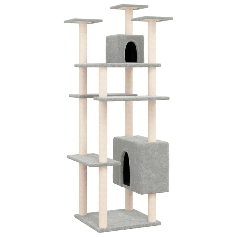 Afbeelding laden in galerijviewer, Vidaxl kattenmeubel met sisal krabpalen 162 cm lichtgrijs
