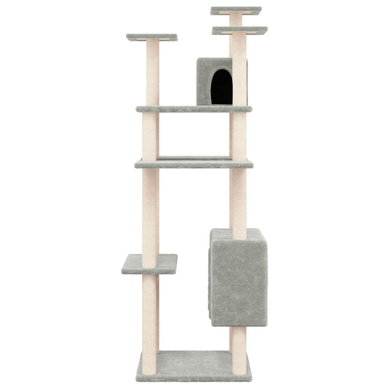 Afbeelding laden in galerijviewer, Vidaxl kattenmeubel met sisal krabpalen 162 cm lichtgrijs
