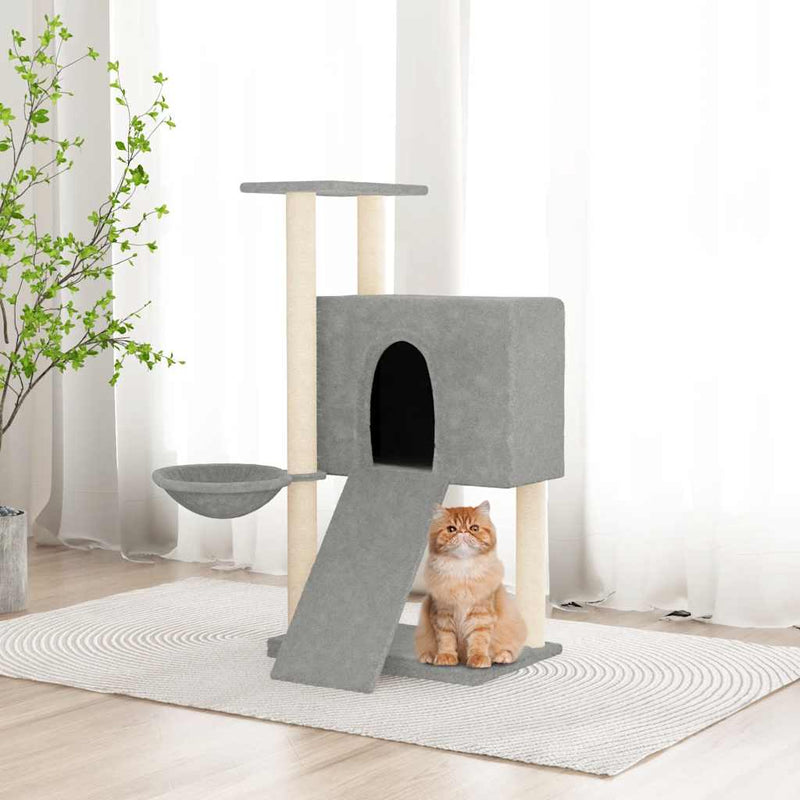 Afbeelding laden in galerijviewer, Vidaxl kattenmeubel met sisal krabpalen 96 cm lichtgrijs
