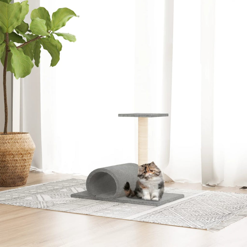 Afbeelding laden in galerijviewer, Vidaxl kattenmeubel met tunnel 60x34,5x50 cm lichtgrijs
