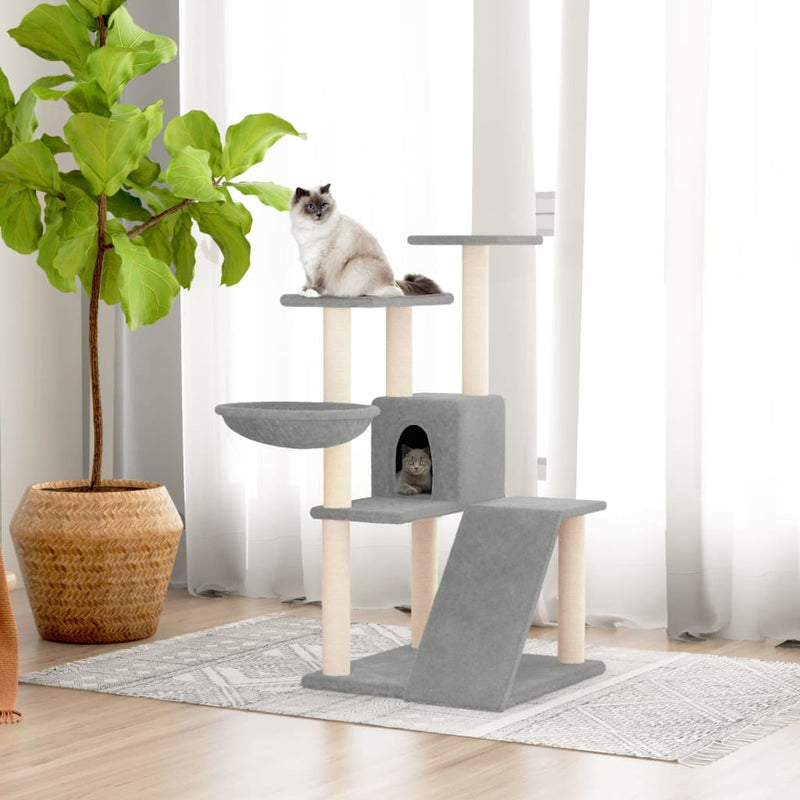 Afbeelding laden in galerijviewer, Vidaxl kattenmeubel met sisal krabpalen 94 cm lichtgrijs
