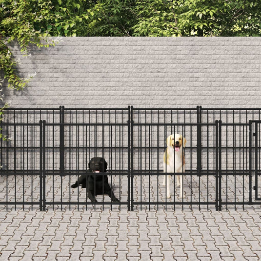 VidaXL Hondenkennel voor buiten 15,02 m² staal