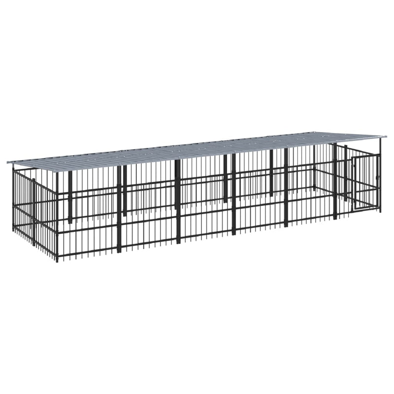 Afbeelding laden in galerijviewer, VidaXL Hondenkennel met dak 11,26 m² staal
