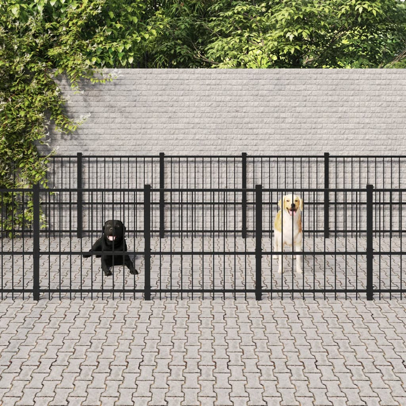 Afbeelding laden in galerijviewer, VidaXL Hondenkennel voor buiten 14,11 m² staal
