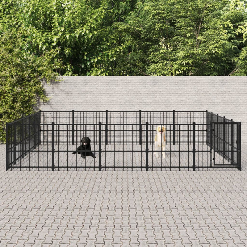 Afbeelding laden in galerijviewer, VidaXL Hondenkennel voor buiten 23,52 m² staal
