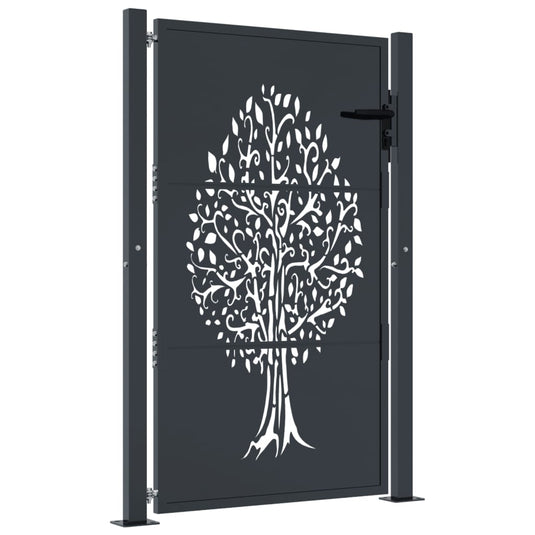 Vidaxl poort 100x150 cm met boomontwerp staal antracietkleurig
