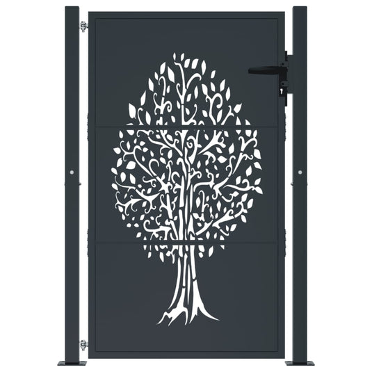 Vidaxl poort 100x150 cm met boomontwerp staal antracietkleurig