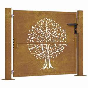 Vidaxl poort 100x100 cm boomontwerp cortenstaal