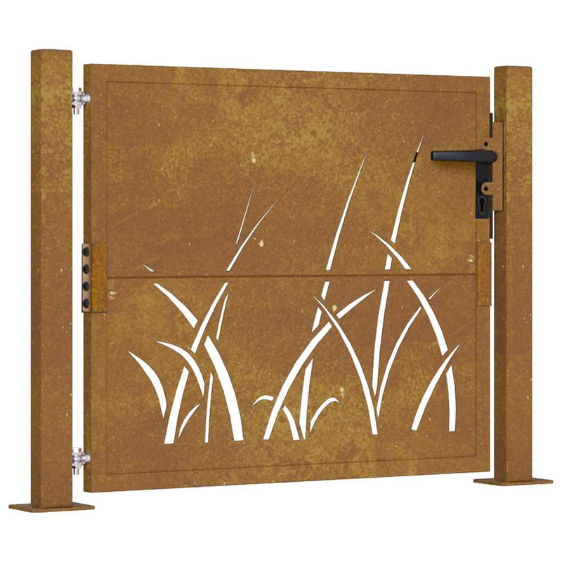 Afbeelding laden in galerijviewer, Vidaxl poort grasontwerp 100x100 cm cortenstaal

