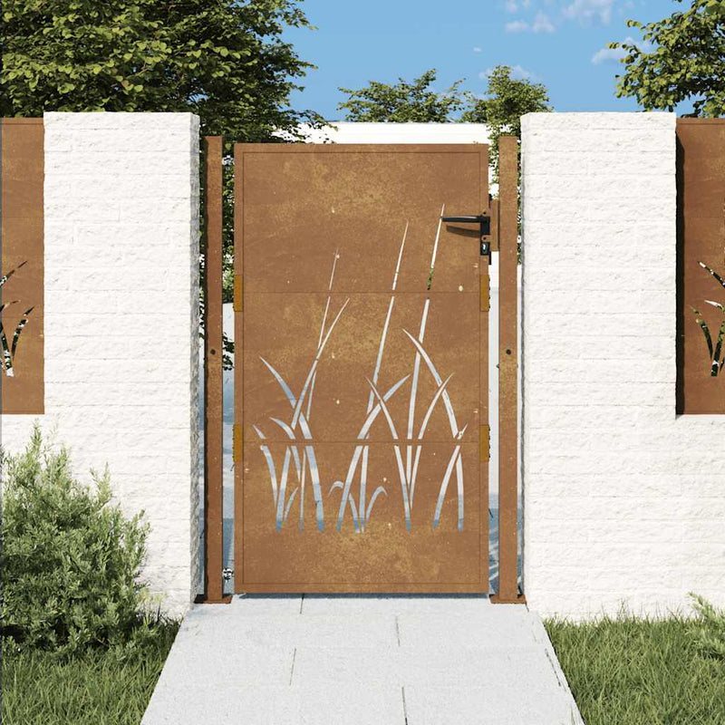 Afbeelding laden in galerijviewer, Vidaxl poort grasontwerp 100x125 cm cortenstaal
