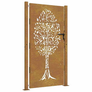Vidaxl poort 100x175 cm boomontwerp cortenstaal