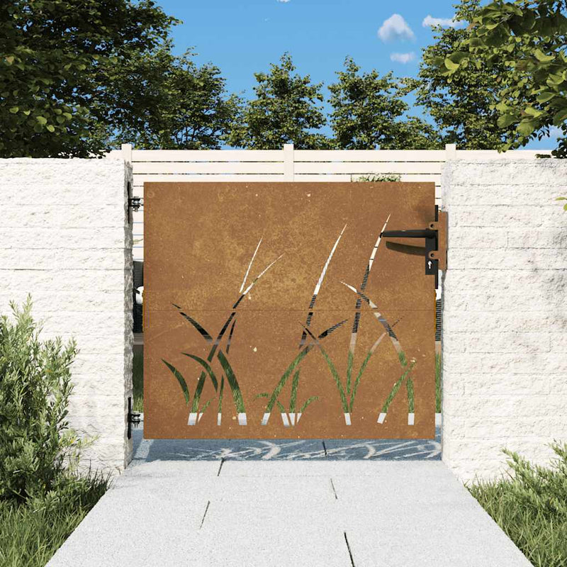 Afbeelding laden in galerijviewer, Vidaxl poort 85x75 cm grasontwerp cortenstaal
