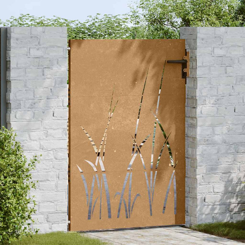Afbeelding laden in galerijviewer, Vidaxl poort 85x125 cm grasontwerp cortenstaal
