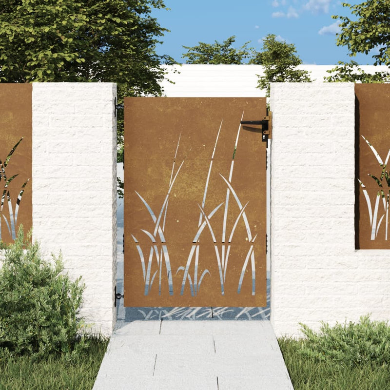 Afbeelding laden in galerijviewer, Vidaxl poort 85x150 cm grasontwerp cortenstaal

