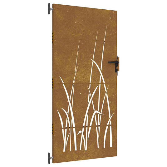 Vidaxl poort 85x200 cm grasontwerp cortenstaal