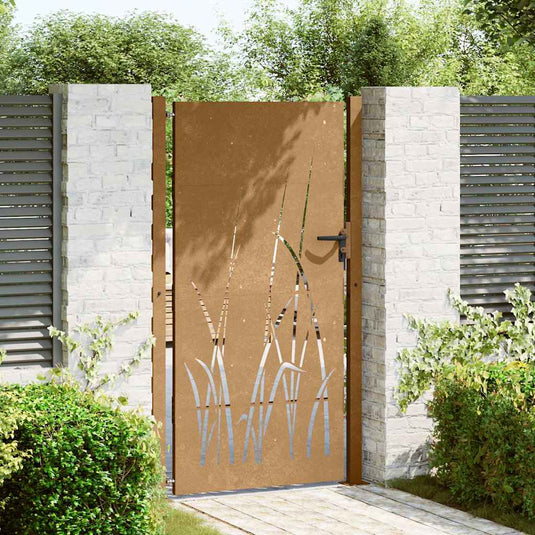Vidaxl poort 100x175 cm grasontwerp cortenstaal