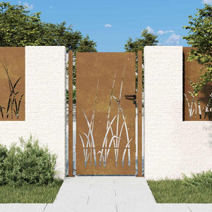 Vidaxl poort 100x175 cm grasontwerp cortenstaal