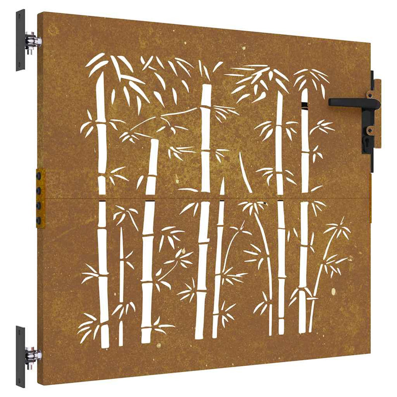Afbeelding laden in galerijviewer, Vidaxl poort 85x75 cm bamboe-ontwerp cortenstaal
