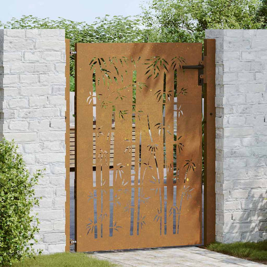 Vidaxl poort 100x125 cm bamboe-ontwerp cortenstaal