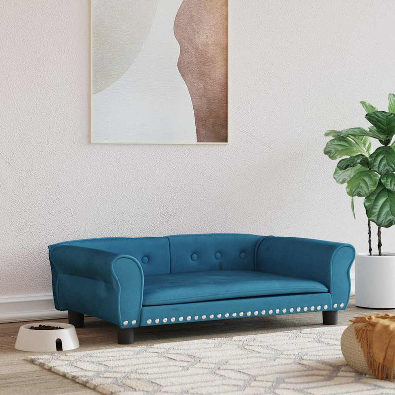 Afbeelding laden in galerijviewer, Vidaxl hondenmand 95x55x30 cm fluweel blauw

