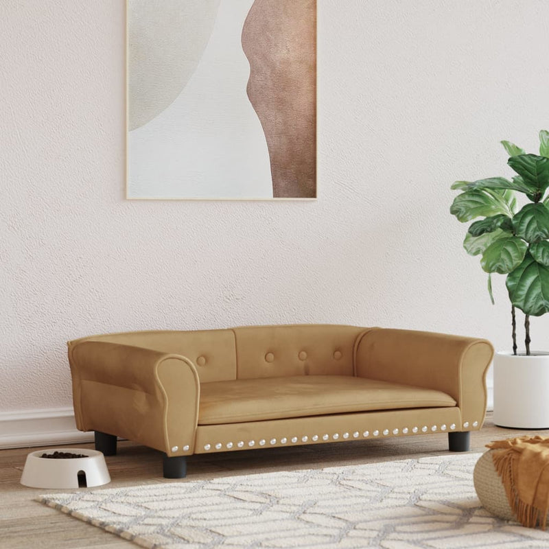 Afbeelding laden in galerijviewer, VidaXL Hondenmand 95x55x30 cm fluweel bruin
